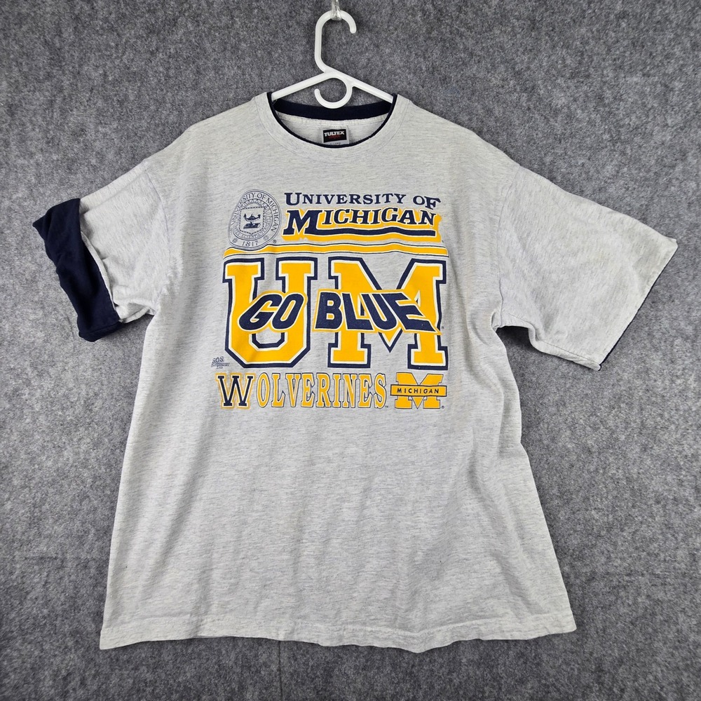 Tultex Michigan Wolverines Men XL Gray Relaxed Fit Go Blue Graphic Tee